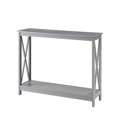 Grey Wood Console Sofa Table with Bottom Storage Shelf - 39.5 x 11.8 x 31.5 inches