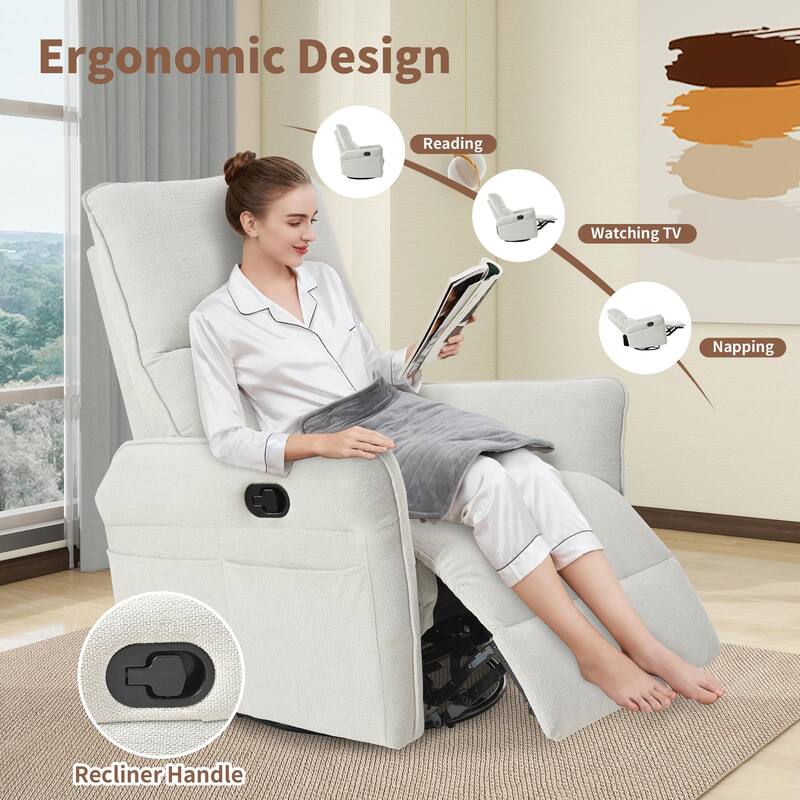 360° Swivel Rocker Manual Recliner Chair for Living Room, Bedroom