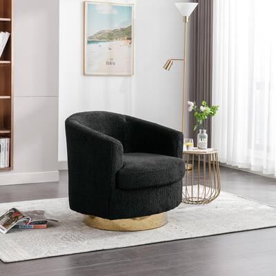 Boucle Accent Chair 360 Degree Swivel Club Chair Barrel Chair Leisure Sofa Modern Arm Chair with Steel Base for Living Room