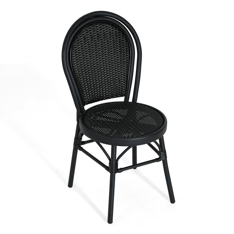 Scott Living Idle Hour Outdoor Black Bistro Chair Metal Frame Woven Wicker