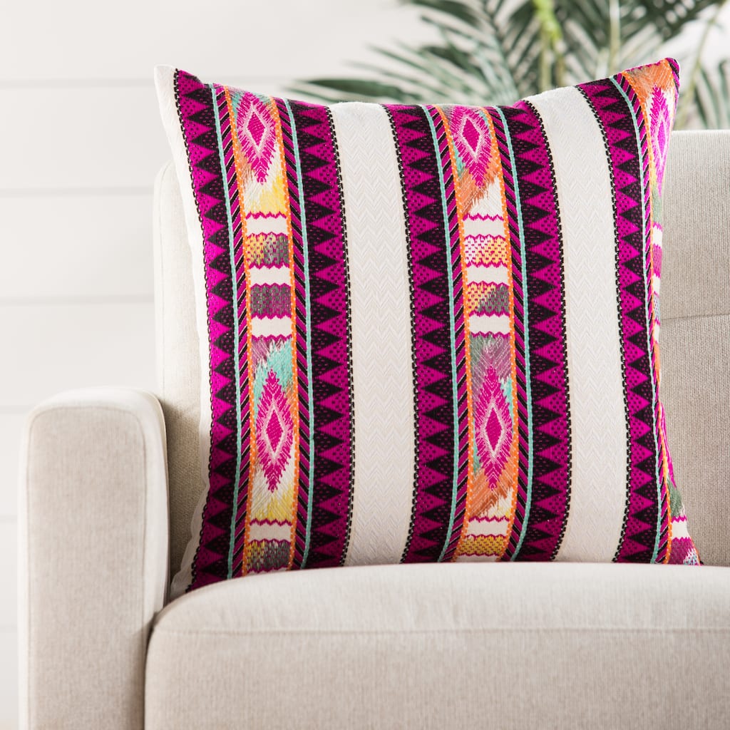 Mayra Striped Multicolor/ Ivory Throw Pillow