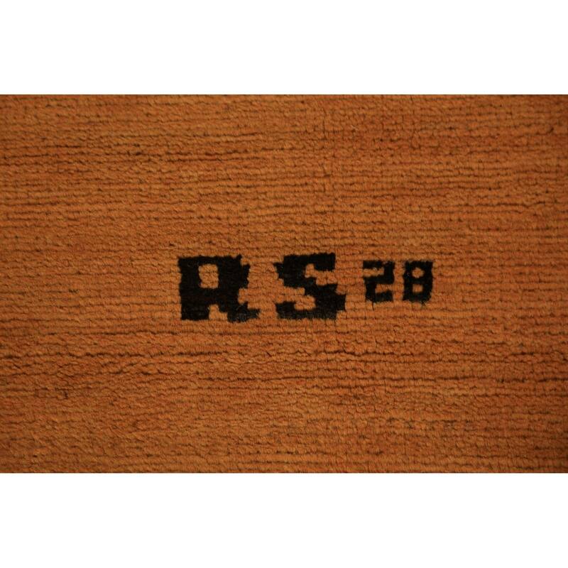 Orange Gabbeh Oriental Area Rug Hand-Knotted Wool Carpet - 6'5" x 9'7"