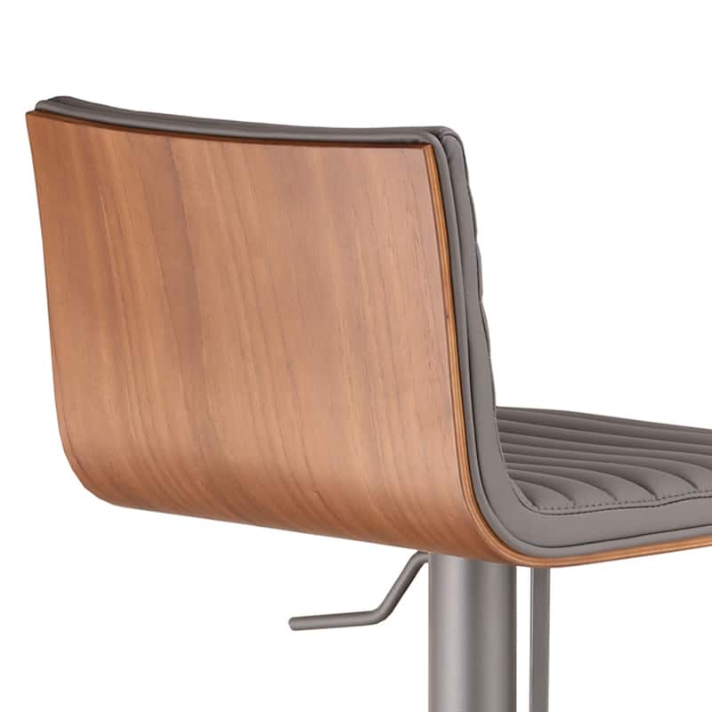22-inch Adjustable Height Swivel Bar Fabric Seat Stool with Low Back Footrest and Metal Frame for Kitchen - 43"H x 16"W x 17"D
