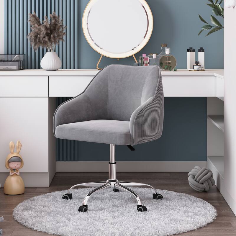 Corvus Braff Velvet Upholstered Adjustable Ergonomic Office Chair - Grey