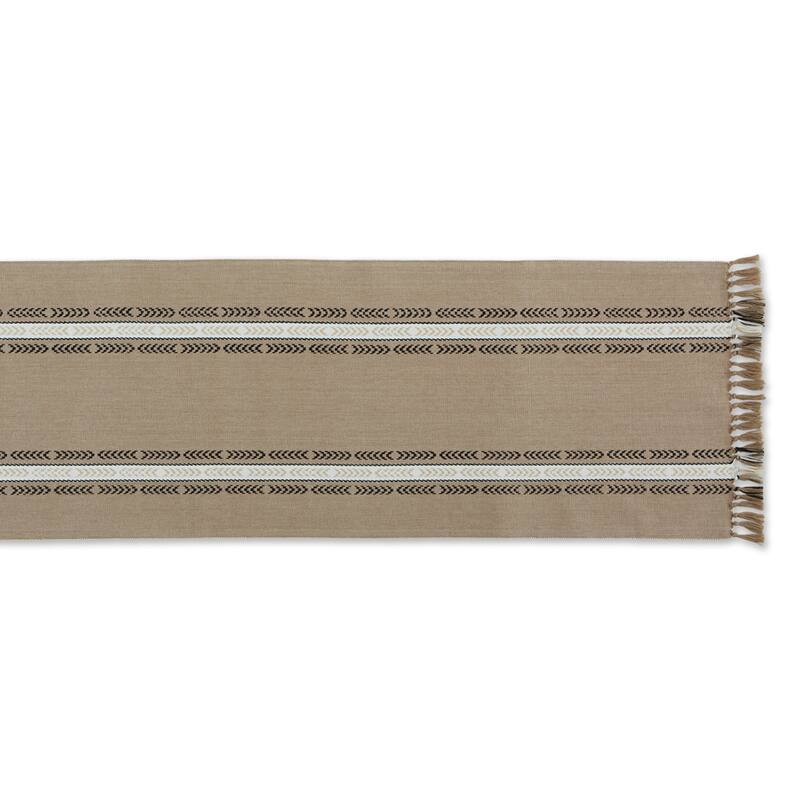 DII Dobby Striped Fringe Ribbed Table Runner