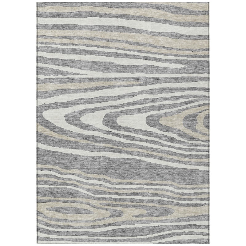 Machine Washable Indoor/ Outdoor Abstract Illusion Chantille Rug