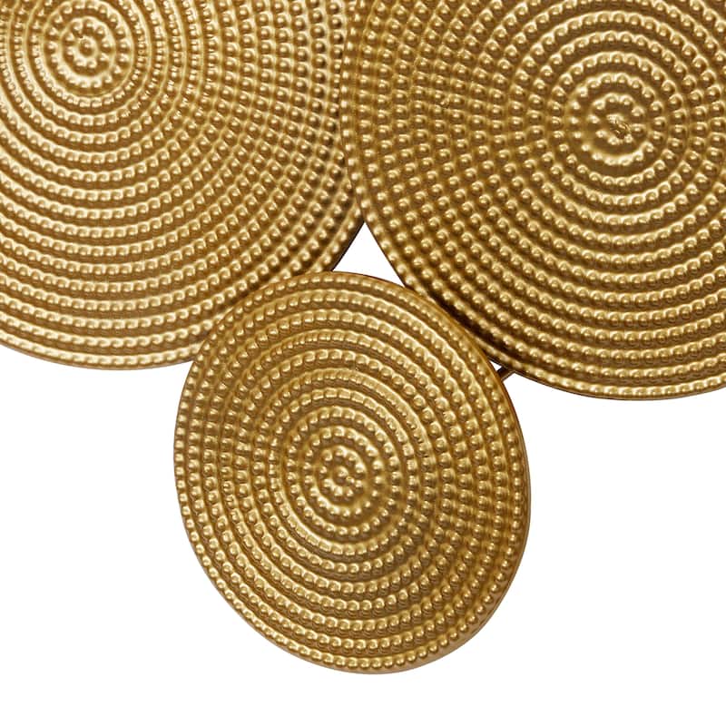Metal Plate Wall Decor with Textured Circles - Gold or Black - CosmoLiving by Cosmopolitan