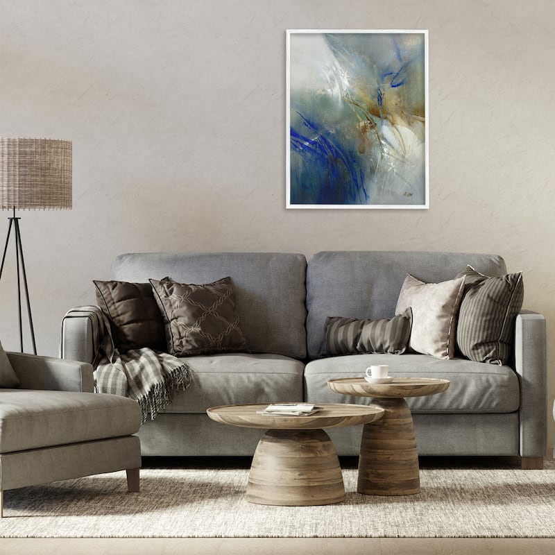 Stupell Blue & Neutrals Distortion Framed Giclee Art Design By K. Nari