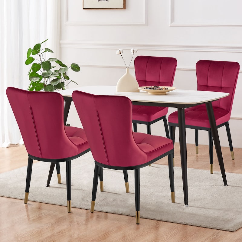 Modern Velvet Upholstered Dining Chairs, Set of 2/4 - 35.8"H x 18.9"W x 23.2"D