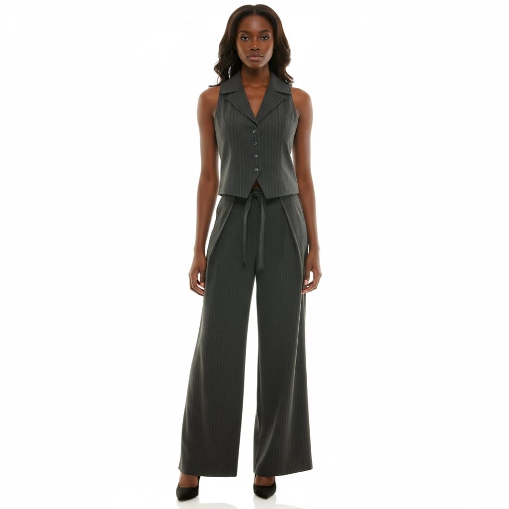Nicole Miller Pinstripe Wide Leg Trouser