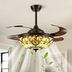 preview thumbnail 13 of 49, Smart Tiffany Stained Glass Retractable Led Ceiling Fan