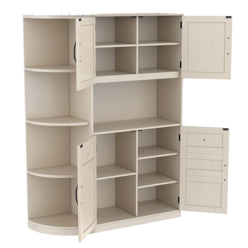 2-in-1 Hall Tree & Storage Cabinet for Living Room, Multifunctional Left-Right Combination Hall Cabinet with Bench and 4 Hooks