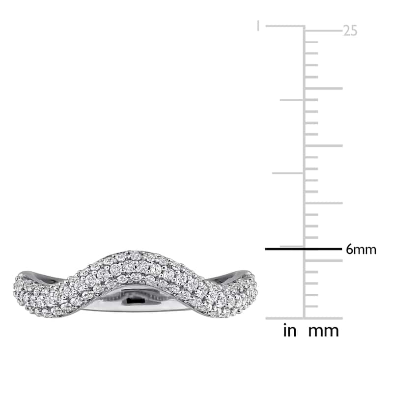 Miadora 3/8ct TGW White Topaz Curved Ring Sterling Silver