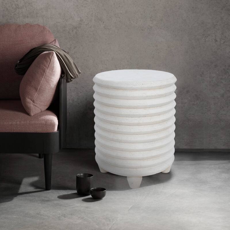 Swirling Side Table - 19" - Natural White