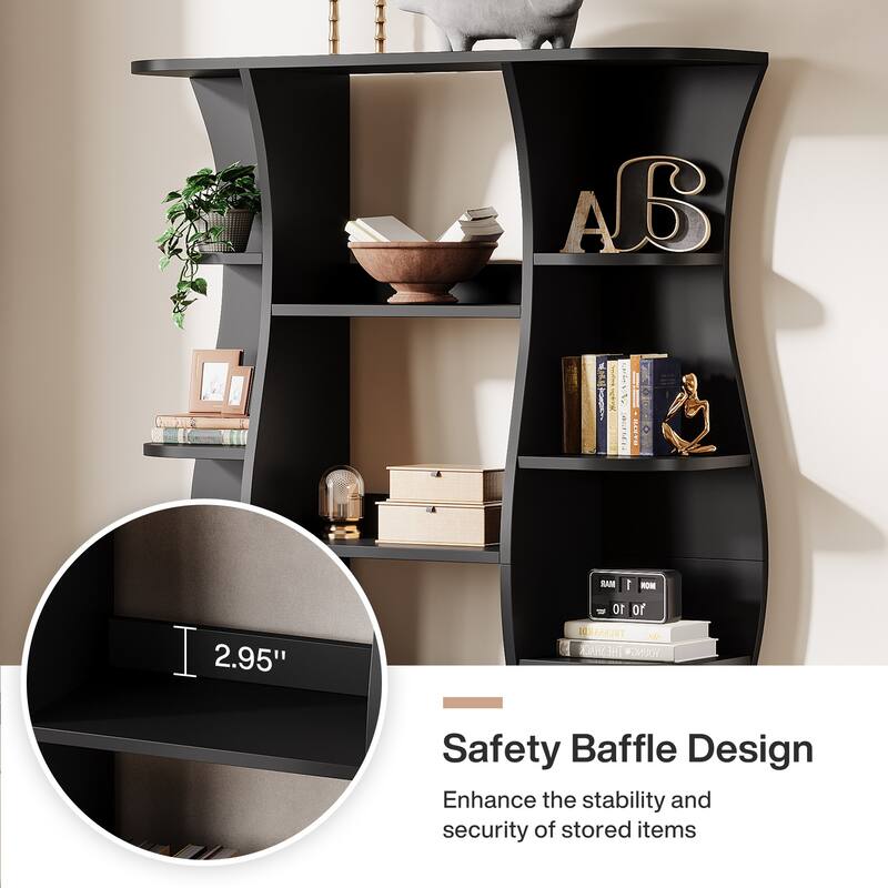 5-Tier Modern Black Bookshelf, 70.87" Open Tall Bookcase and Bookshelves