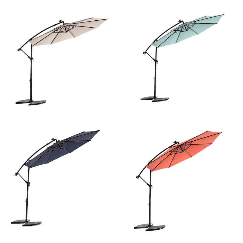 10ft Solar LED Offset Hanging Market Patio Umbrella