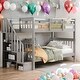 preview thumbnail 14 of 37, Stairway Twin-Over-Twin Bunk Bed with Storage and Guard Rail for Bedroom Gray