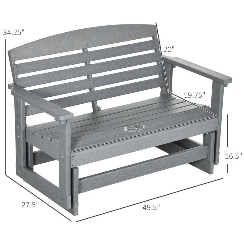 Outsunny 2-Person Outdoor Glider Bench Patio Double Swing Rocking Chair Loveseat w/ Slatted HDPE Frame for Backyard Garden Porch