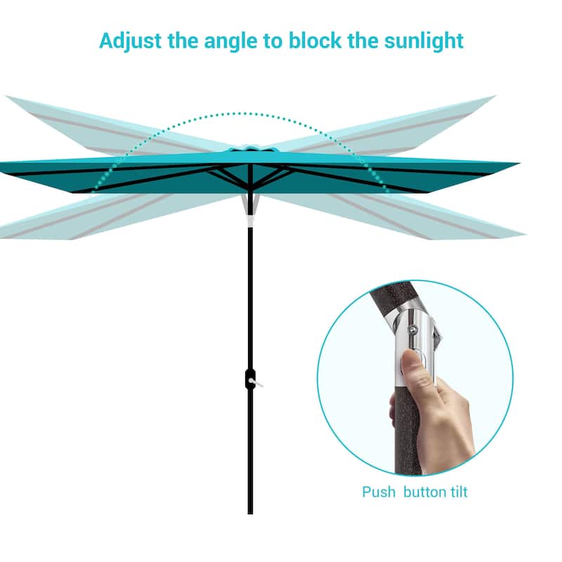 Bonosuki 10x6.5ft Rectangular Aluminum Patio Market Umbrella