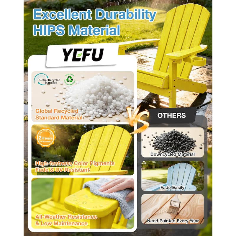 WINSOON All Weather HIPS Outdoor Plastic Adirondack Chair