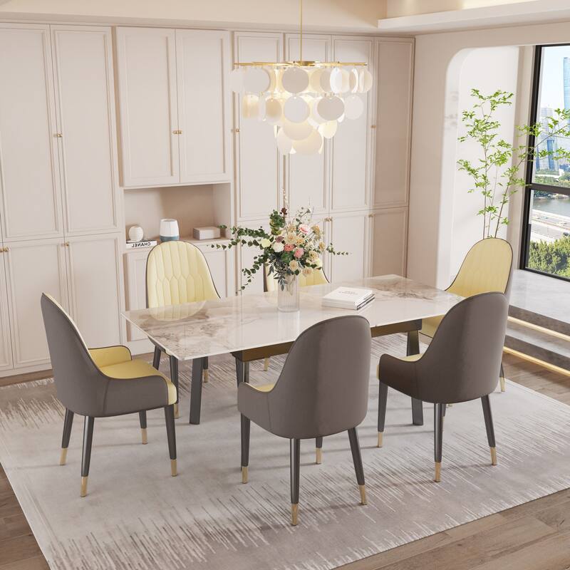 Sintered Stone and Iron Expandable Large Dining Table