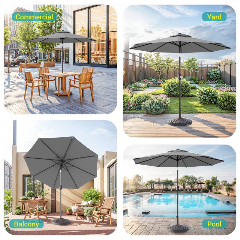 BONOSUKI LED Patio 9Ft Market Umbrella,Outside Deck Table Umbrella
