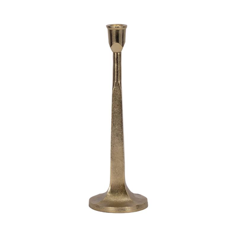 Squared Off Taper Candle Holder Contemporary Glam Metal Metallic Gold Candle Holder for Home, Office or Event - 4" x 4" x 12"