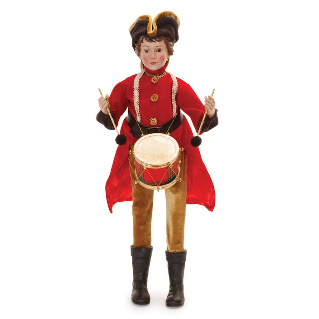 Vintage Drummer Boy Christmas Figurine - 18.5" - Red and Gold