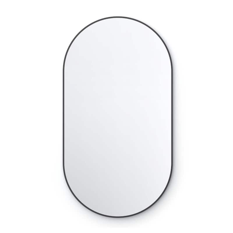 24 x 44 Inch Shatterproof Wall Mount Metal Frame Mirror - Matte Black