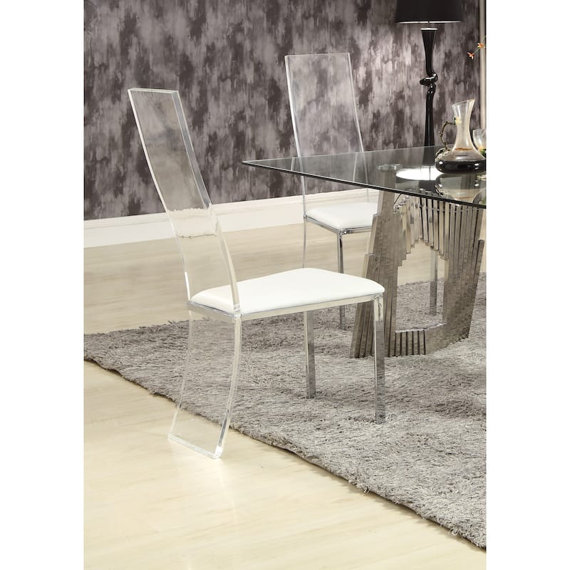 Somette Lillian Acrylic High-Back Upholstered Side Chair, Set of 2