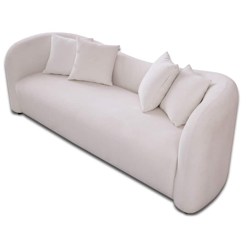 Hanar Mid Century Modern Luxury Tight Curved Back Boucle Sofa