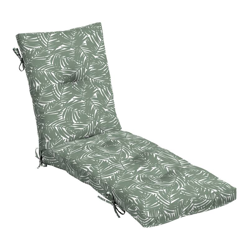 ARDEN Outdoor Plush Modern Tufted Chaise Cushion, 76 x 22 - Sage King Palm
