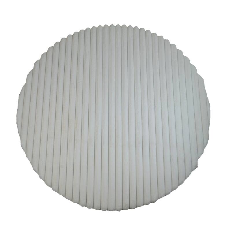 Madrid Collection Ultra Soft Ribbed Faux Fur Area Rug - Cream - Round - 7 x 7