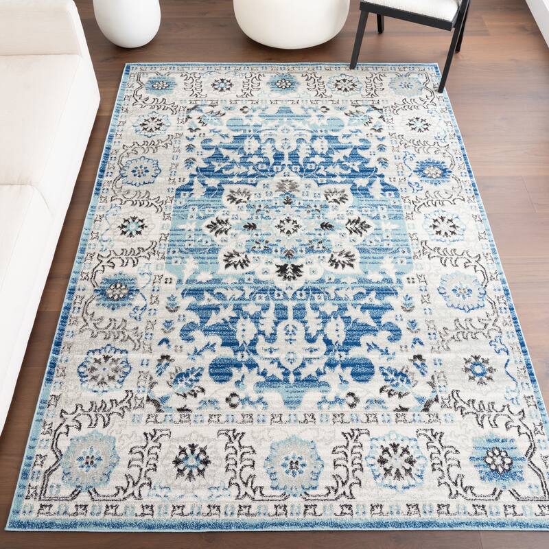 Nuloom Aqua Traditional Persian Fancy Area Rug - 5' x 7'5" - Aqua - Rectangle