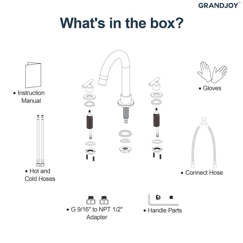 GRANDJOY 8" Mid Arc Widespread 2-Handle Bathroom Faucet