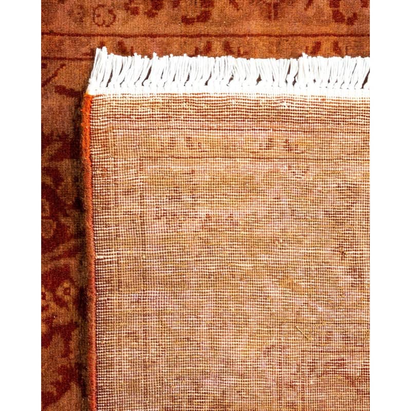 Overton Hand Knotted Wool Vintage Inspired Modern Contemporary Overdyed Yellow Area Rug - 2' 7" x 12' 8"