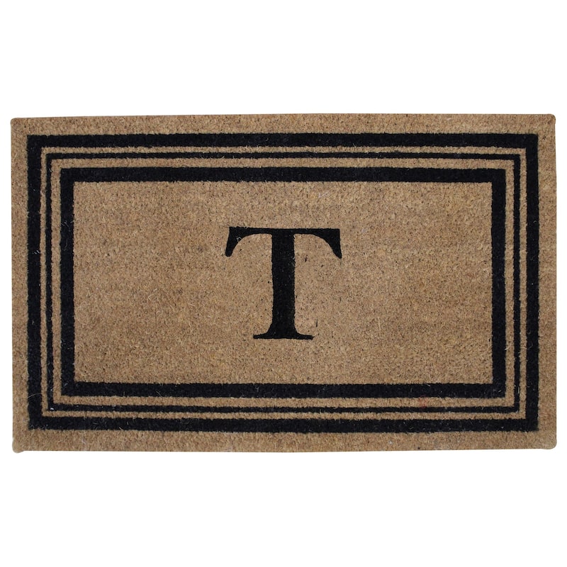 Monogram Printed Coir Doormat Welcome Mat Outdoor Rug Durable, Non slip Letters 18"x28"