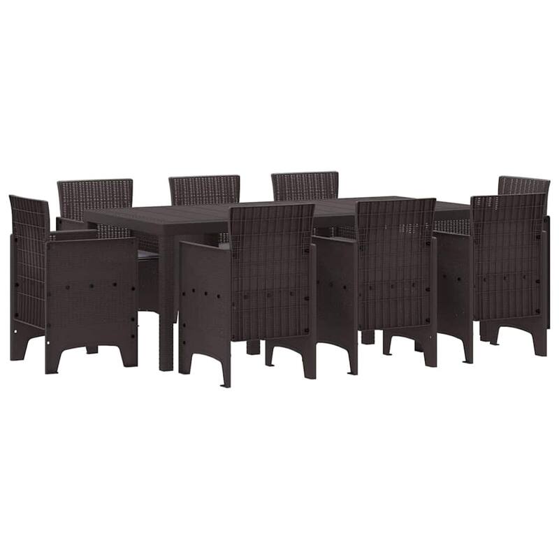 vidaXL Garden Dining Set 7/9 pcs Anthracite/Brown Polt rattan - 200 x 100 x 73 cm