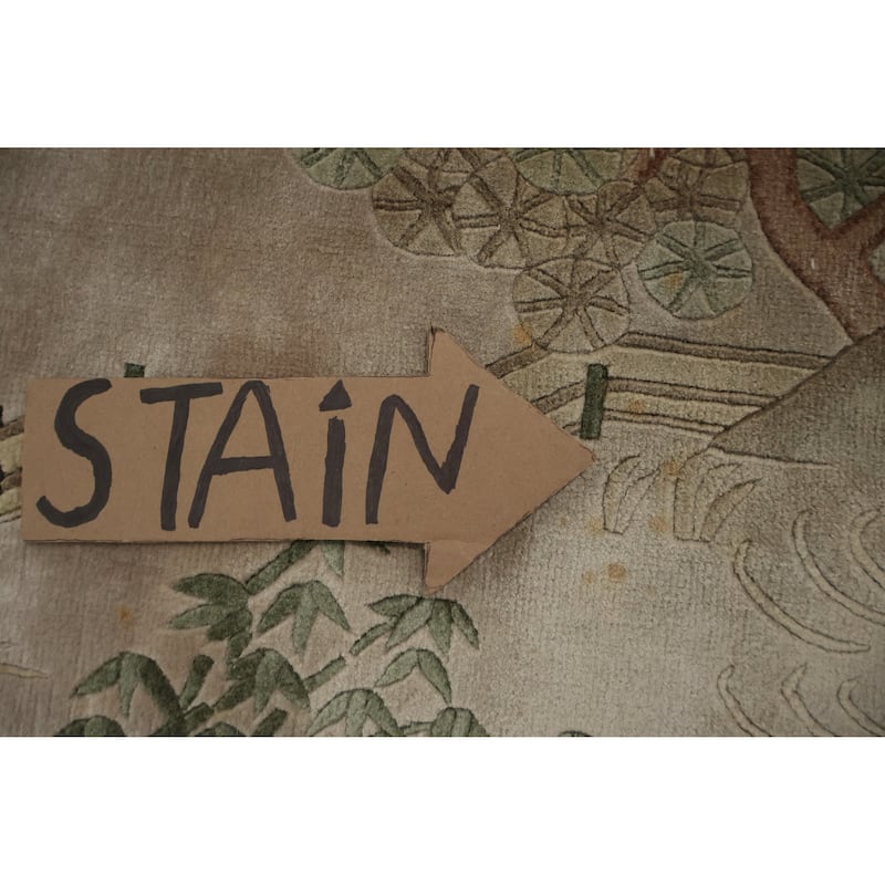 Hand Knotted Oriental Silk Carpet Traditional Pictorial Brown Art Deco Area Rug - 9' 2'' X 6' 0''