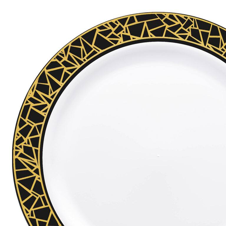 Shiny Mosaic Rim Disposable Plastic Plate Packs - Party Supplies