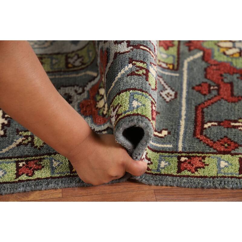 Animals Design Heriz Serapi Indian Area Rug Hand-Knotted Wool Carpet - 7'11" x 9'11"