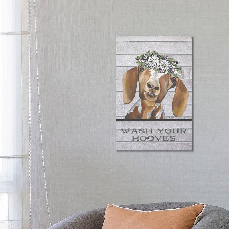 iCanvas "Goat Bathroom Art, Wash Your Hooves" by Hippie Hound Studios Canvas Print - 26x18x1.5