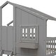 preview thumbnail 4 of 8, Twin over Twin House Bunk Bed with Roof, Window Box and Door, Grey