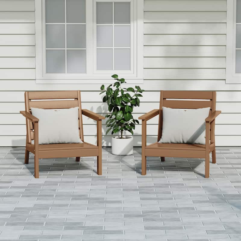 Birchwood All Weather HDPE Outdoor Patio Deep Seating Arm Chair (Set of 2) - Teak