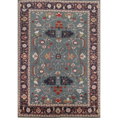 Hand Knotted Oriental 100% Wool Carpet Traditional Geometric Navy Blue & Blues Heriz (serapi) Area Rug - 11' 10'' X 8' 9''