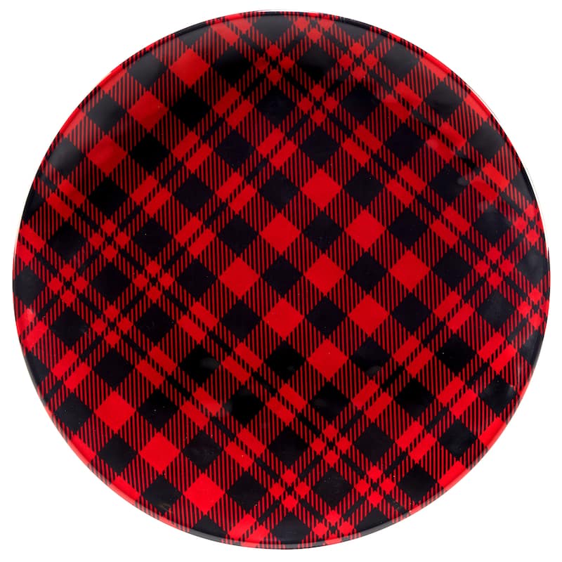 Certified International Red Buffalo Plaid Melamine 2 Piece Platter Set - 14-inch