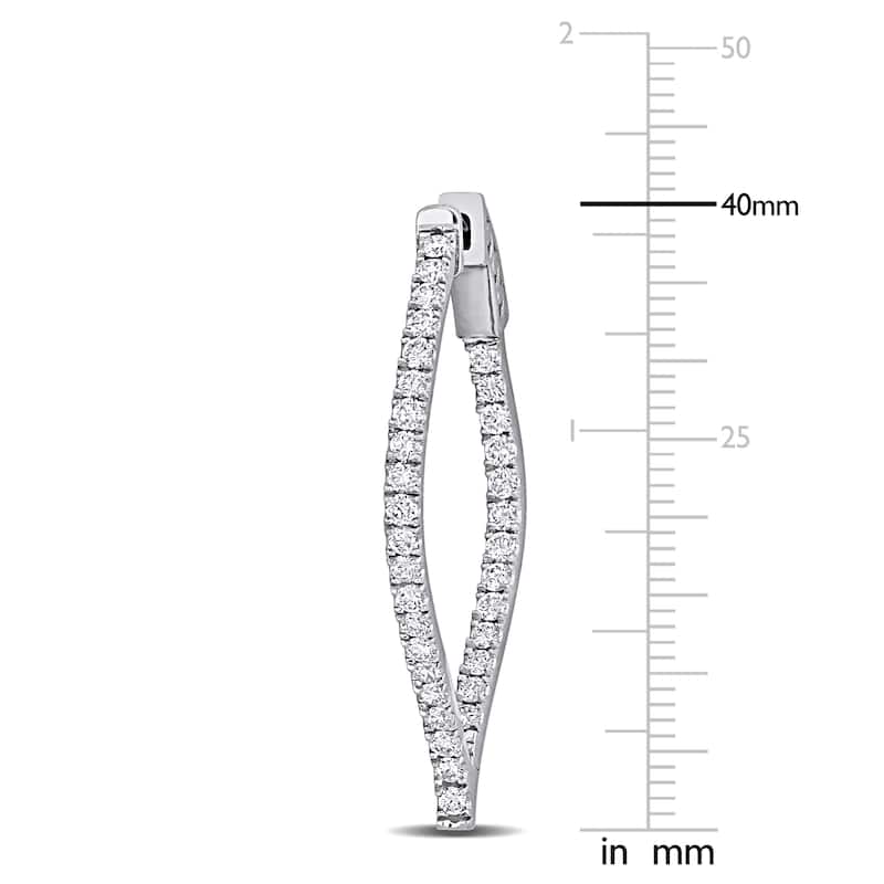 Miadora 2ct TDW Diamond Inside-Outside Fancy Hoop Earrings in 14k White Gold