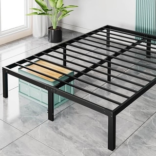 Open Frame Metal Platform Bed Frame, No Box Spring Needed, King, Black