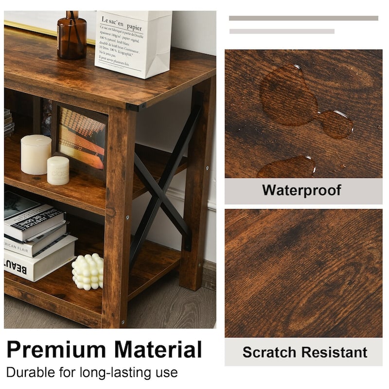 Modern Farmhouse TV Stand Entertainment Center for TV's up to 55" with Open Shelves - 47"X16"X23.5"(LXWXH)