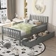 preview thumbnail 36 of 50, Wood Platform Bed with 2 Storage Drawers & Both Sides Guardrails, Storage Bed Frame for Bedroom, Guest Room Gray - Twin